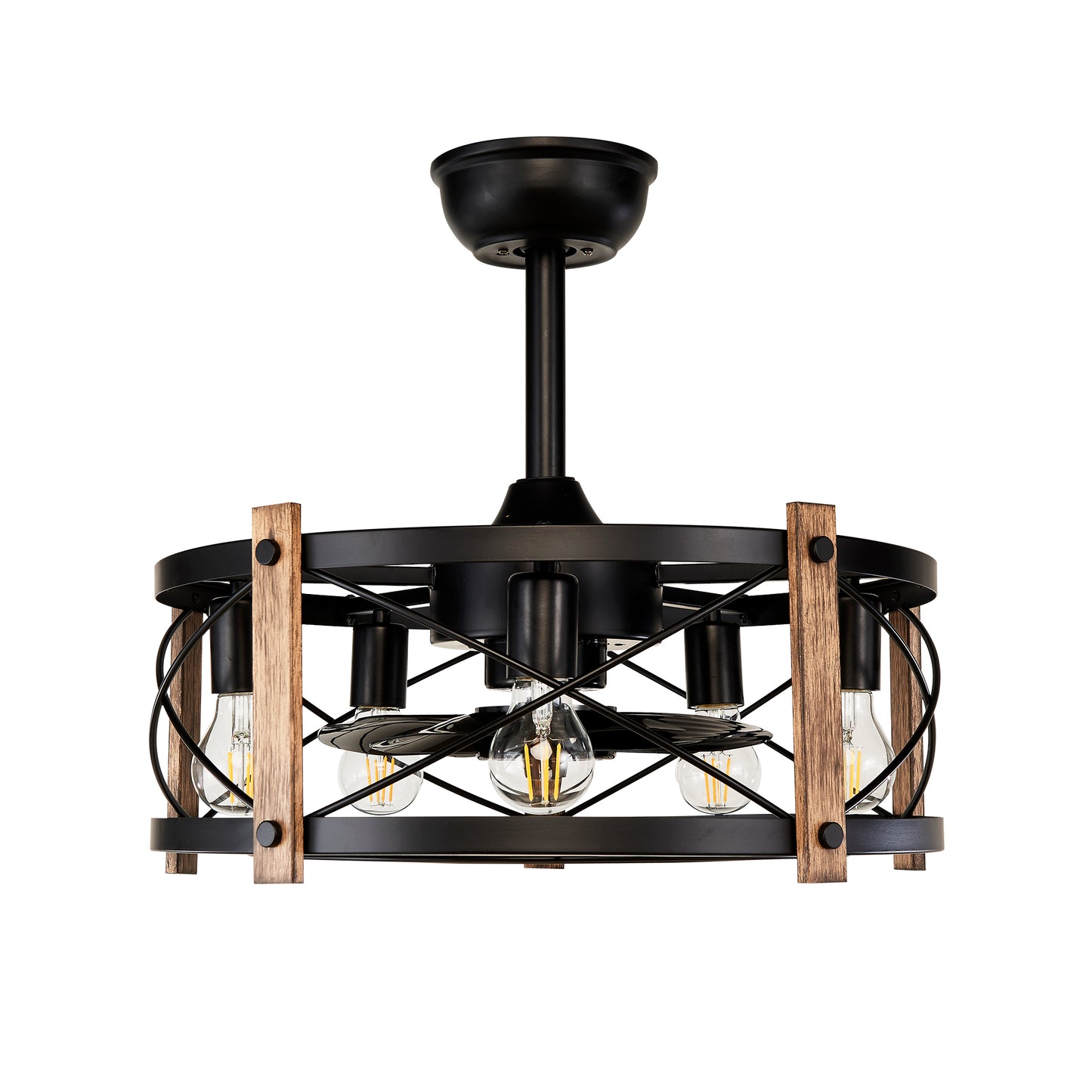 20" Matte Black Caged Chandelier Ceiling Fan with Remote - view 20