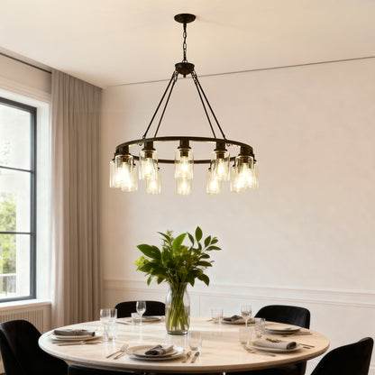 34.5" Black Wagon Wheel Farmhouse Chandelier, 12-Light - view 6