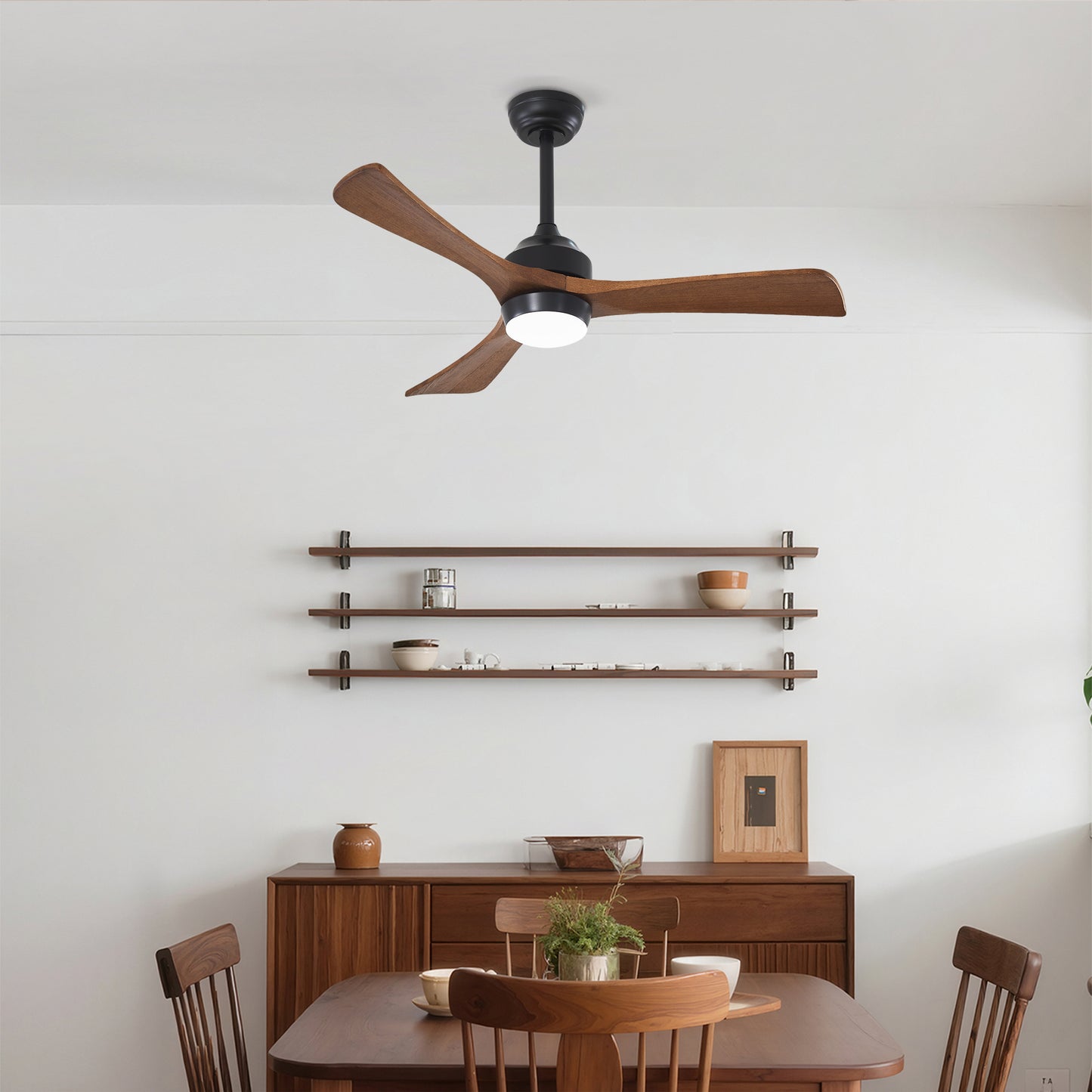 42" Matte Black Solid Wood 3-Blade Ceiling Fan - view 4