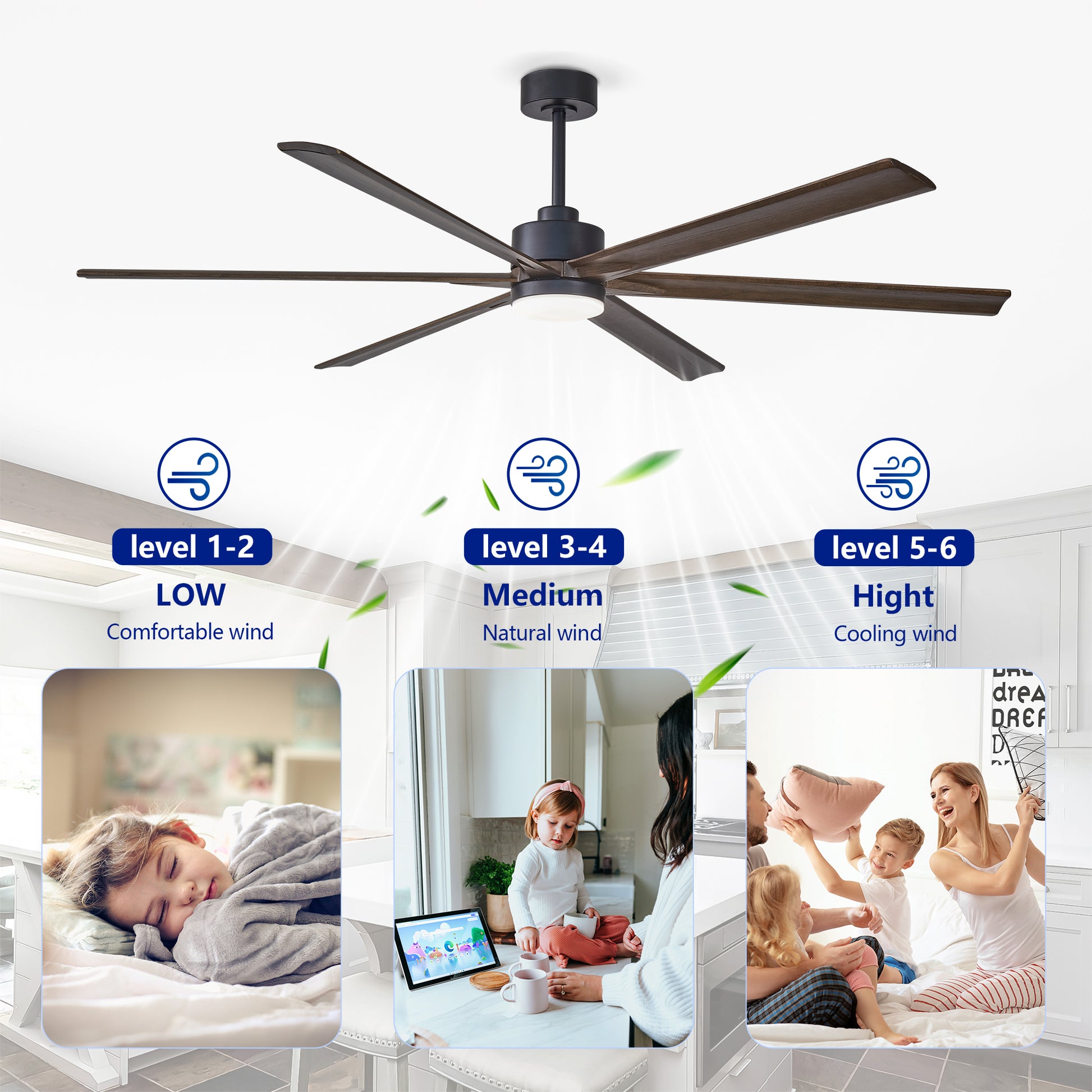 70" Matte Black Ceiling Fan with Light - view 13