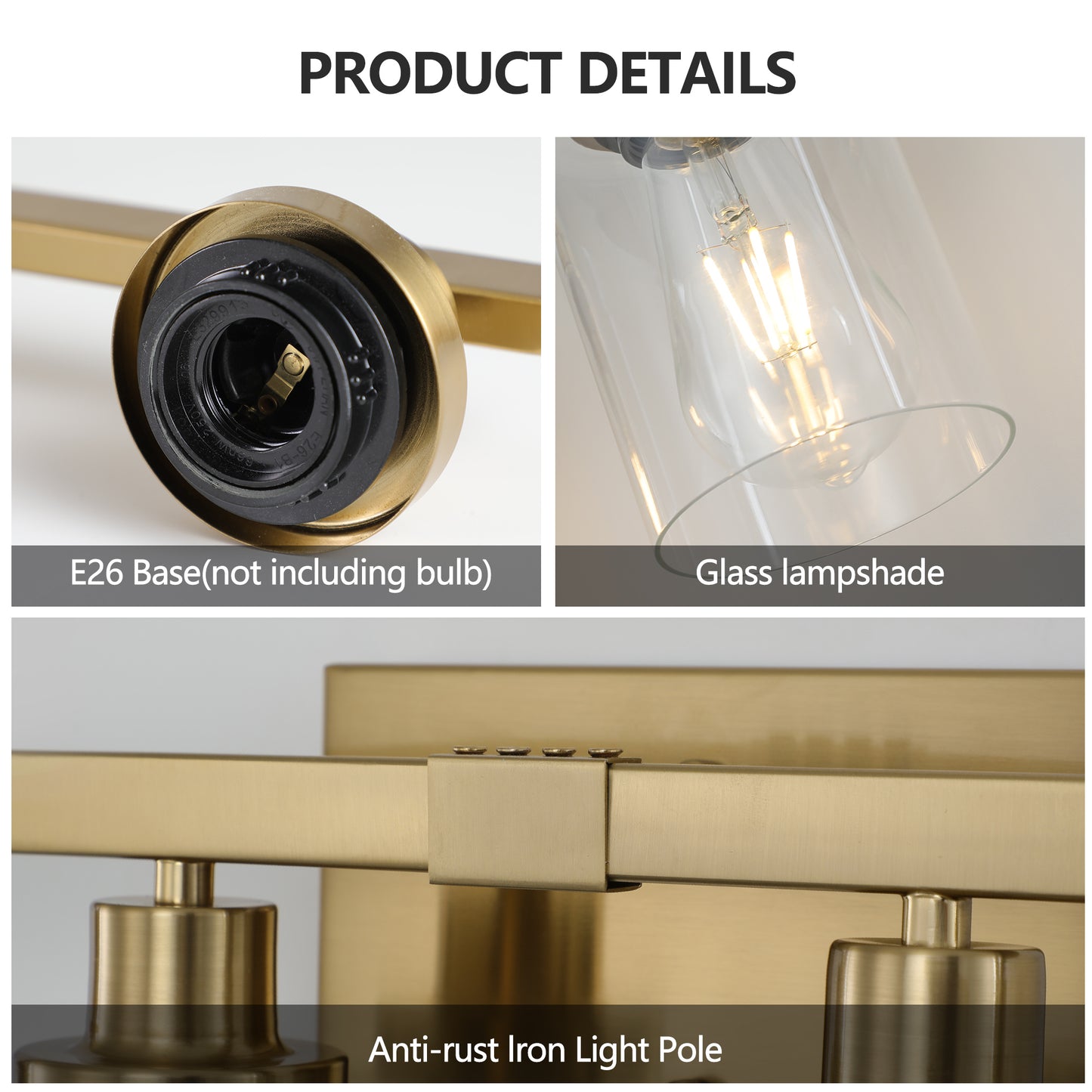 37" 6-Light Gold Vanity Light with Clear Glass - view 7