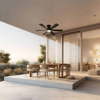 46" Matte Black Flush Mount Ceiling Fan with Remote - view 6