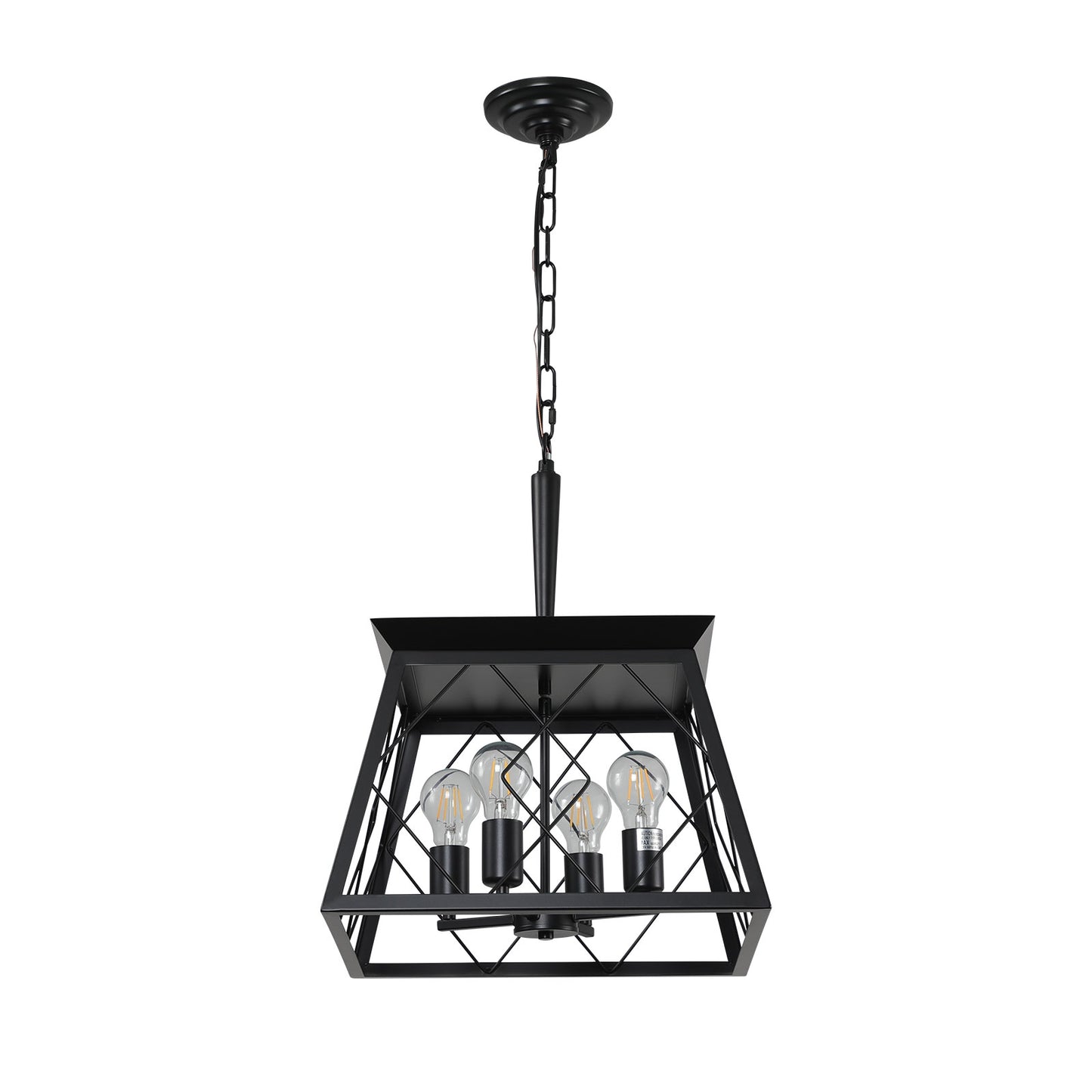 16" 4-Light Black Industrial Cage Chandelier - view 10