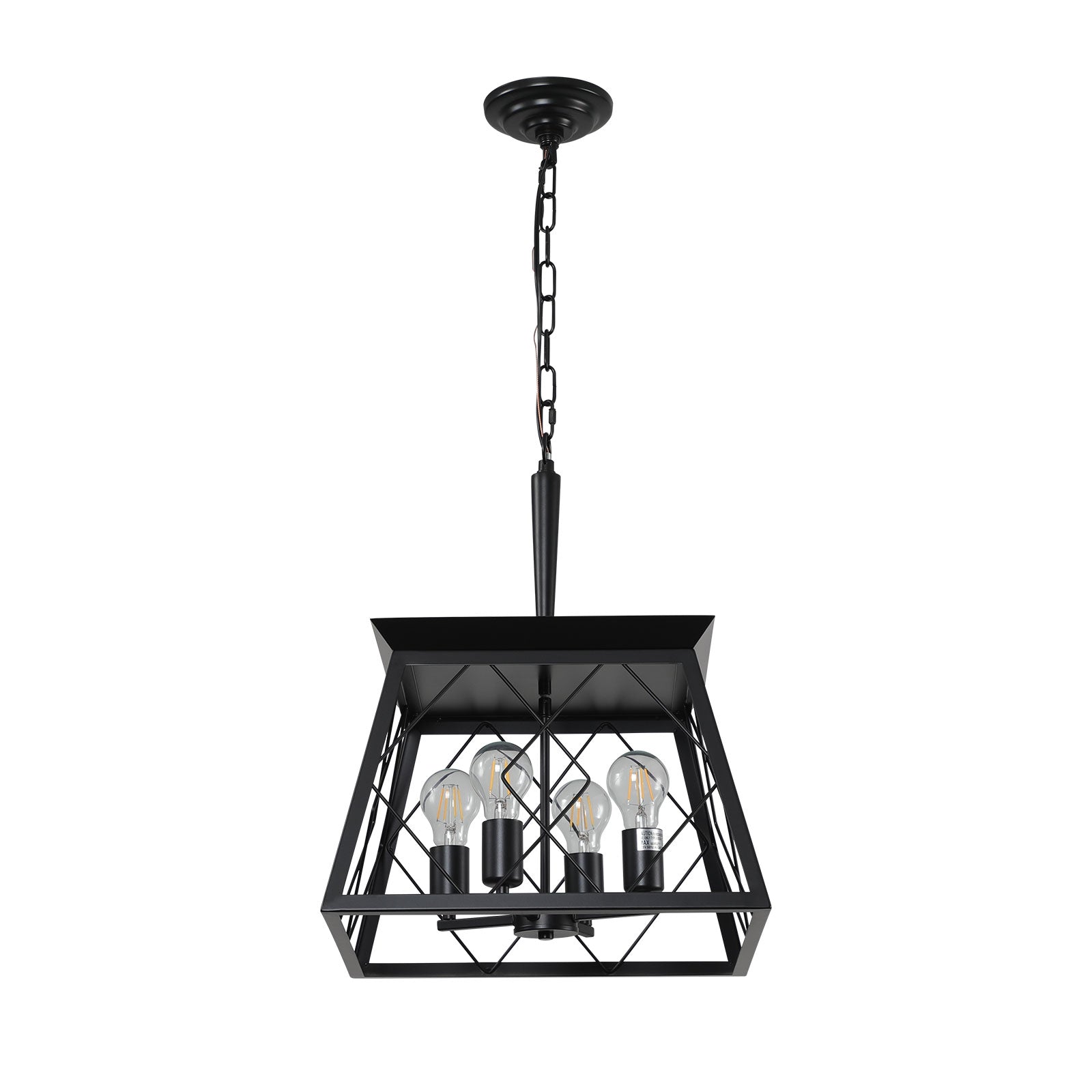 16" 4-Light Black Industrial Cage Chandelier - view 10