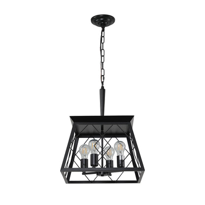 16" 4-Light Black Industrial Cage Chandelier - view 10