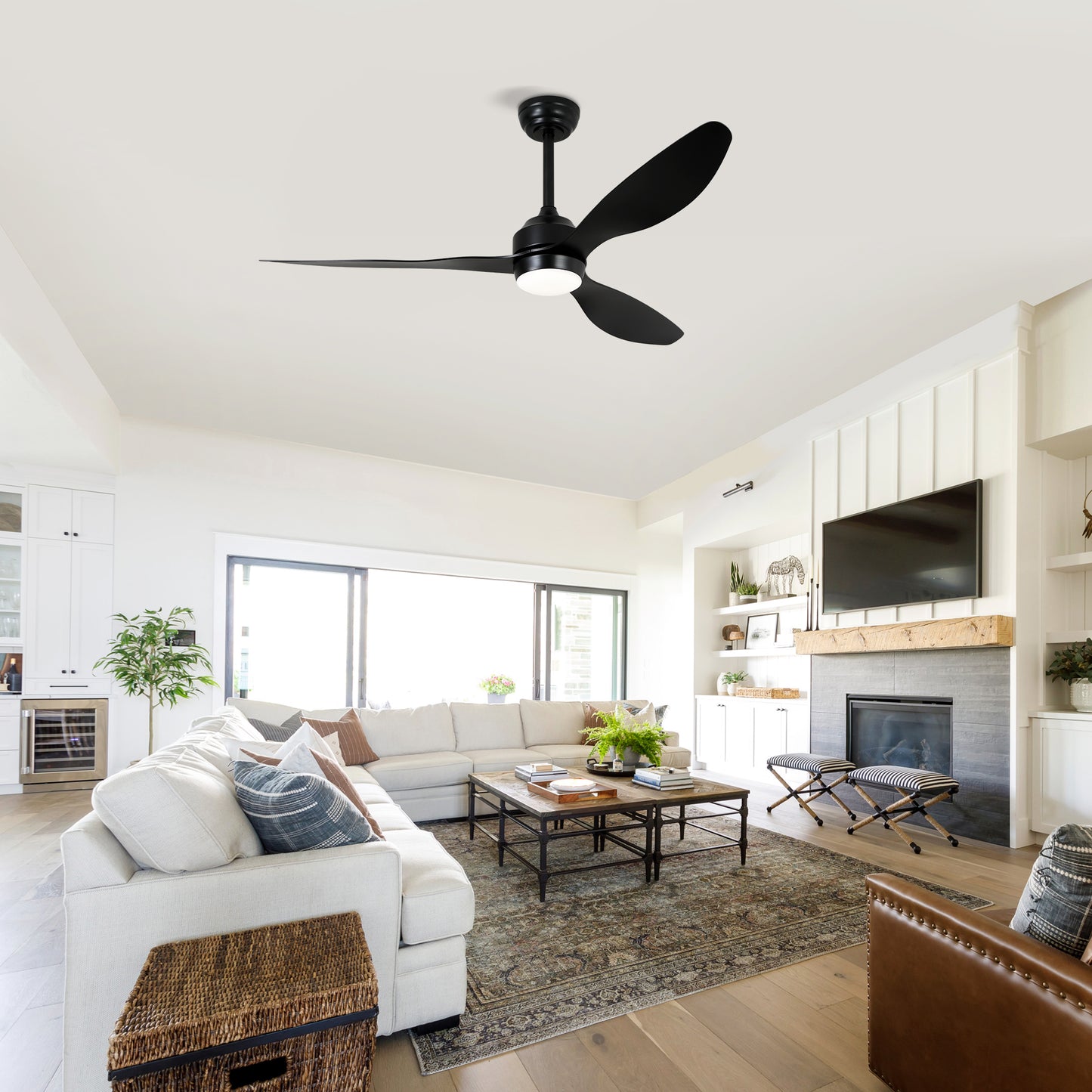 52" Matte Black 3-Blade Ceiling Fan with Light - view 6