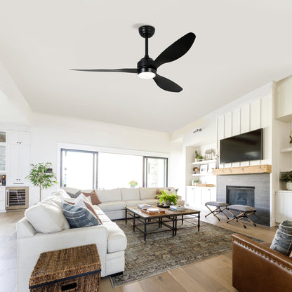 52" Matte Black 3-Blade Ceiling Fan with Light - view 6