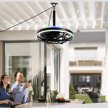 Matte Black Indoor Outdoor Ceiling Fan with Dimmable LED - view 3