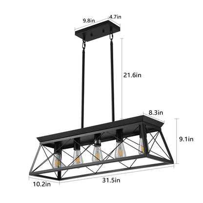 32" 5-Light Black Caged Industrial Chandelier - view 9