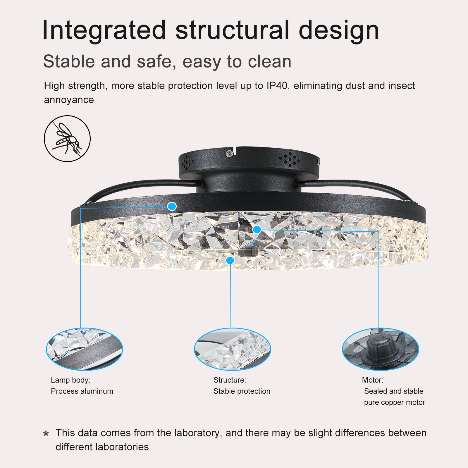 20" Black Low Profile Ceiling Fan with Dimmable LED - view 4