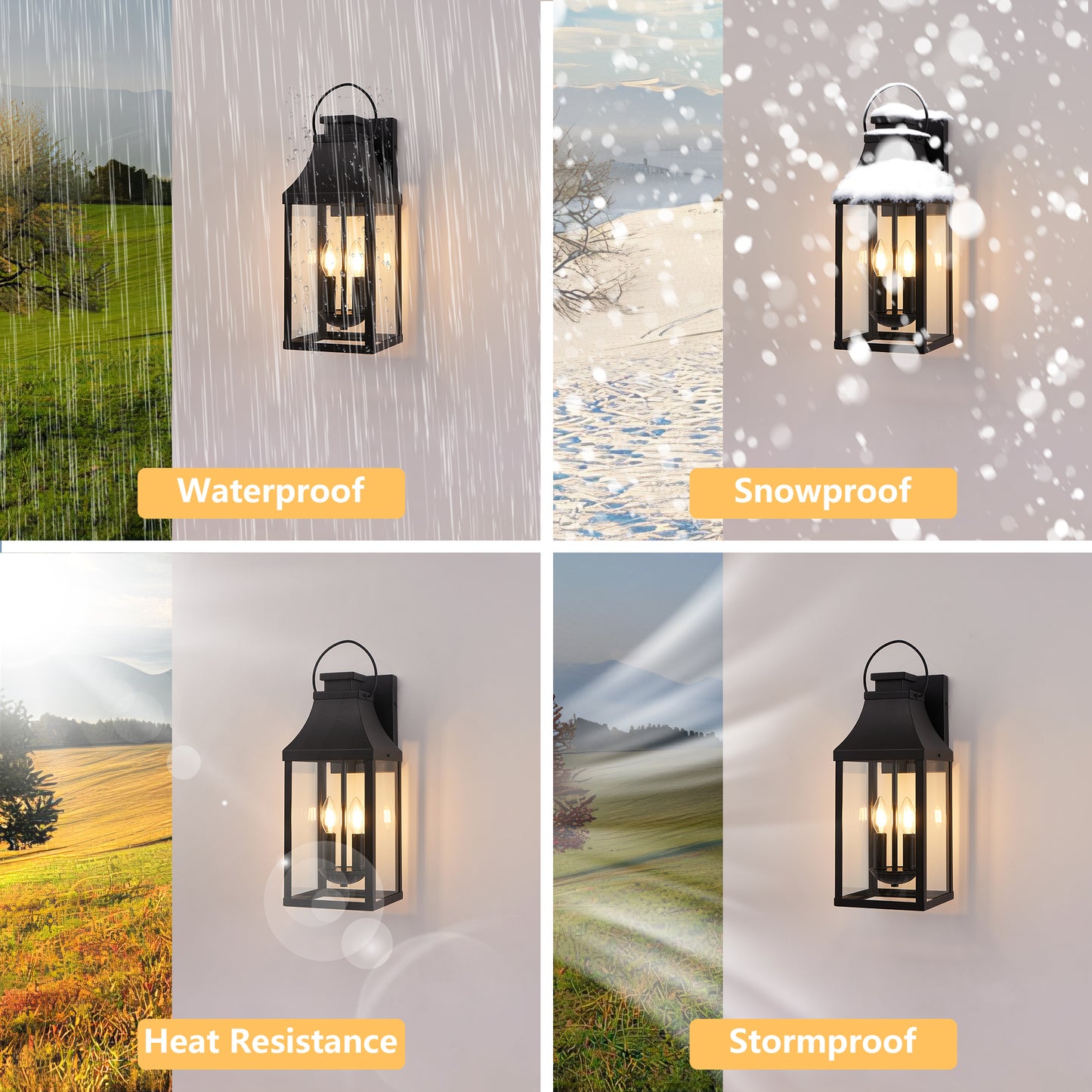 20" 2-Light Black Outdoor Wall Lantern - view 5