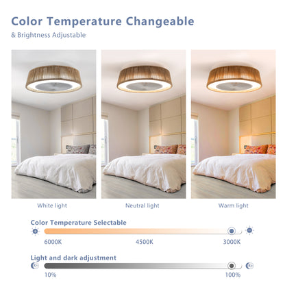 21" White Bohemian Braided Ceiling Fan with Remote - view 8