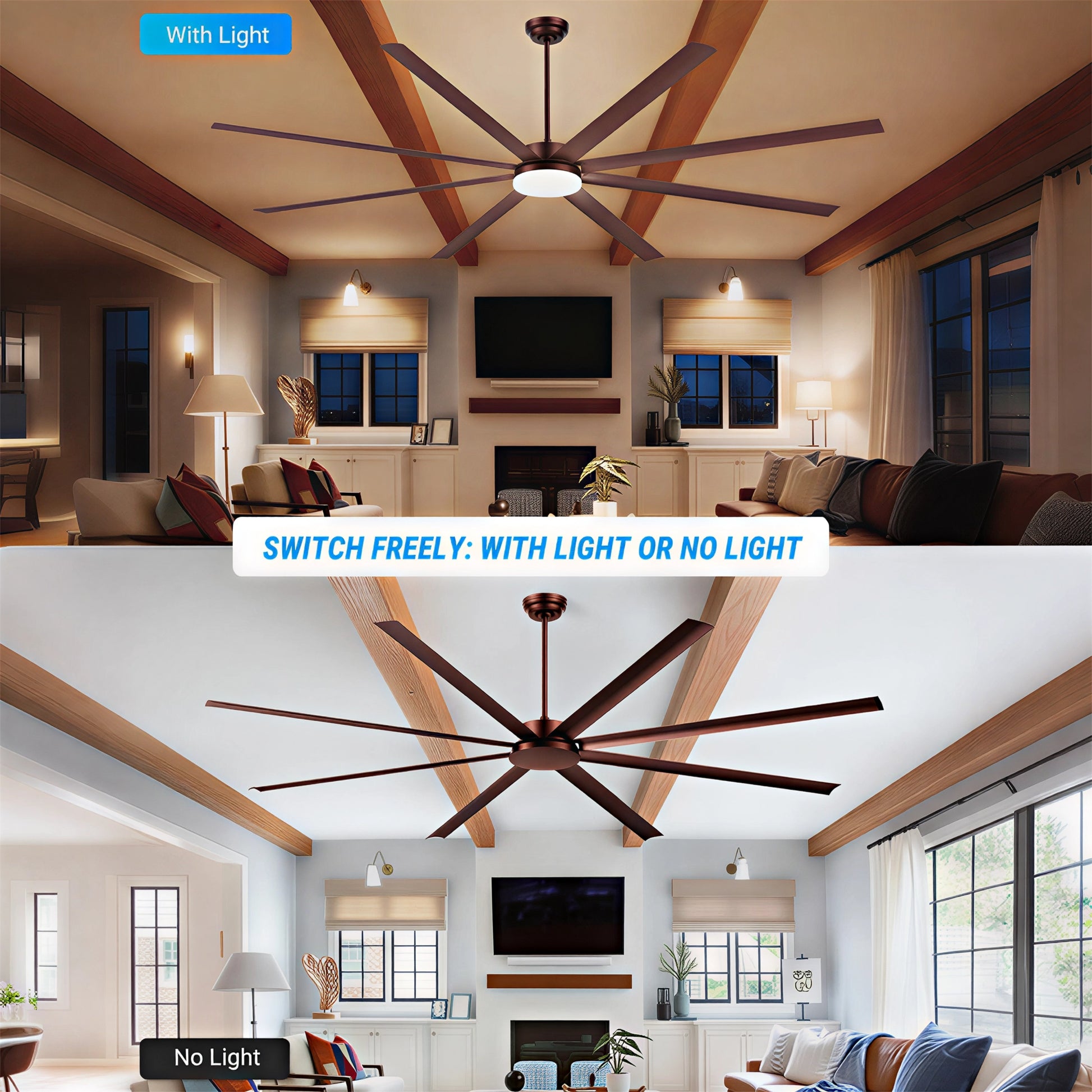 96" Coffee Industrial Ceiling Fan with Remote - view 4