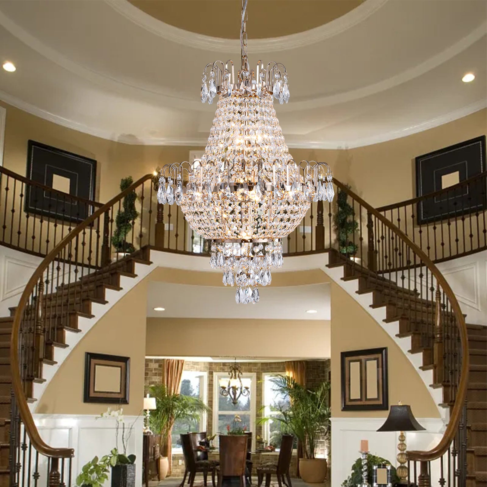 Large Contemporary Gold Crystal Chandelier - view 6