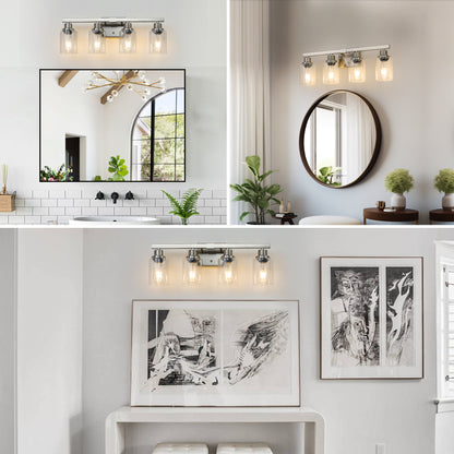 24" 4-Light Brushed Nickel Vanity Light with Clear Glass - view 5
