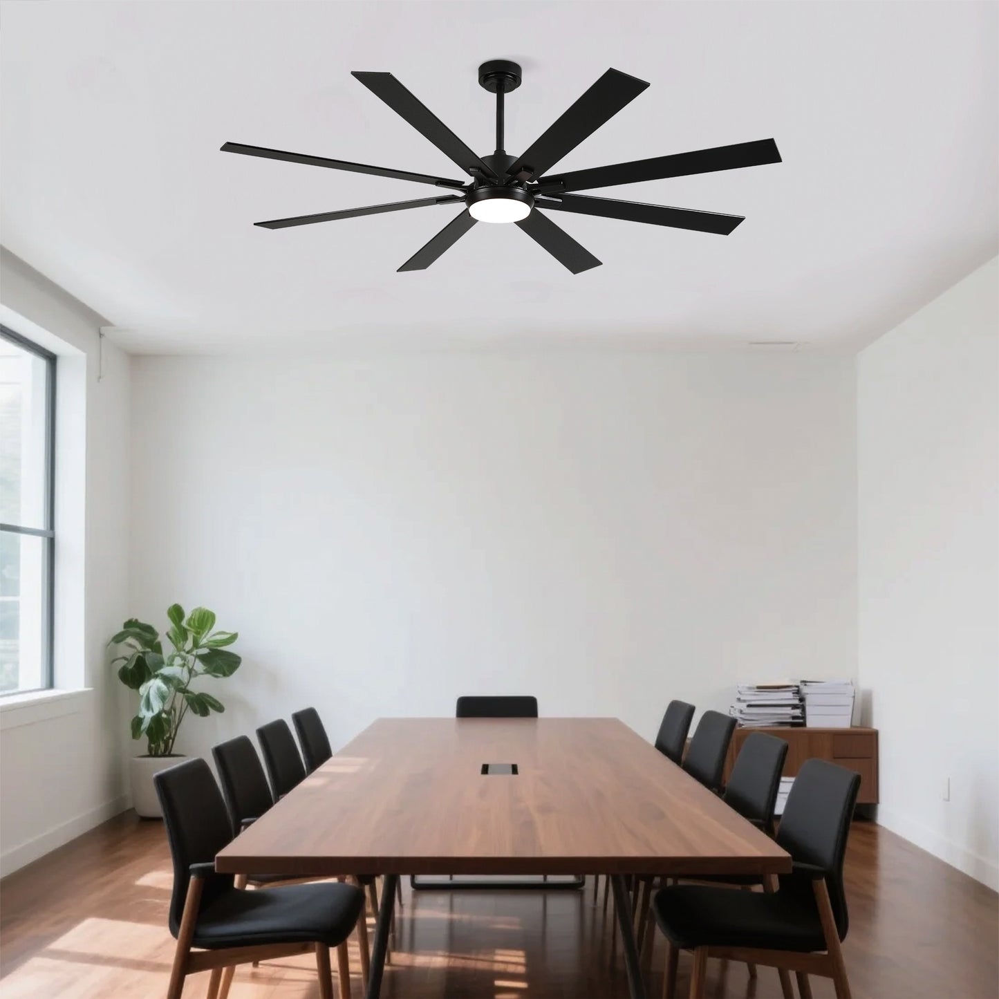 72" Matte Black 8-Blade Ceiling Fan with Dimmable LED - view 11