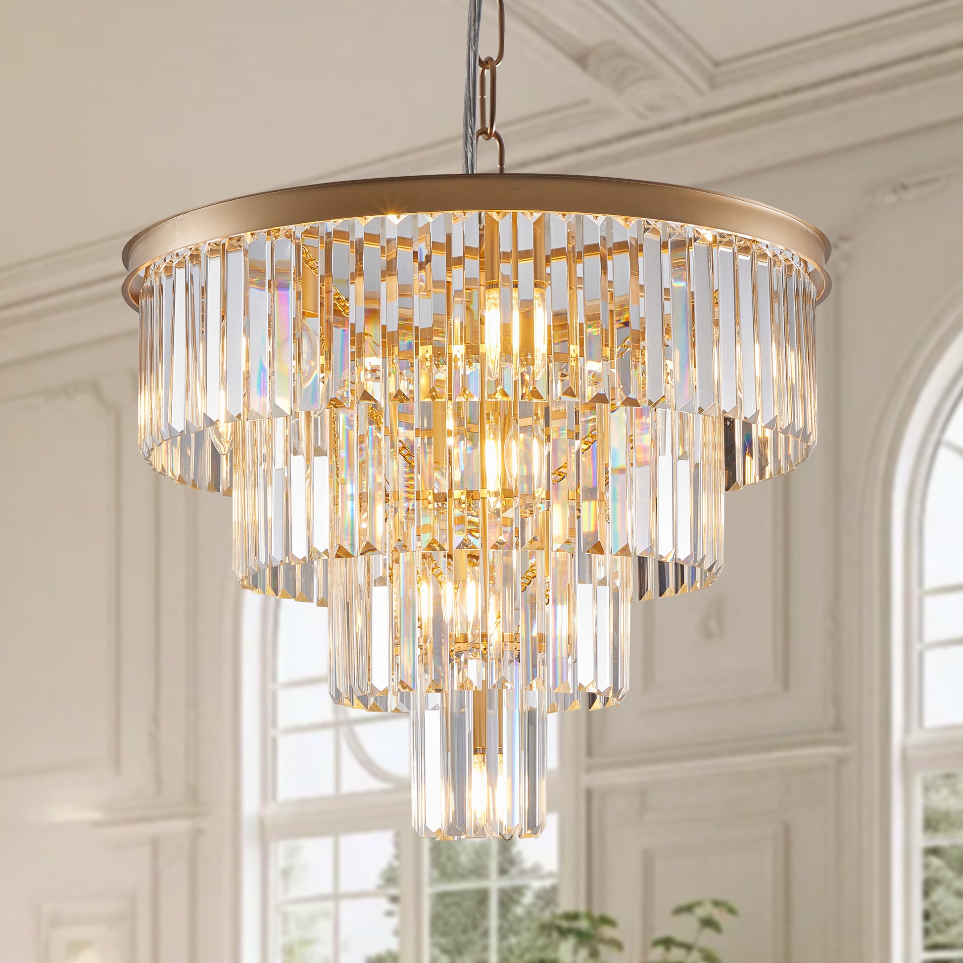 24" Modern Gold 4-Tier Crystal Chandelier - view 5