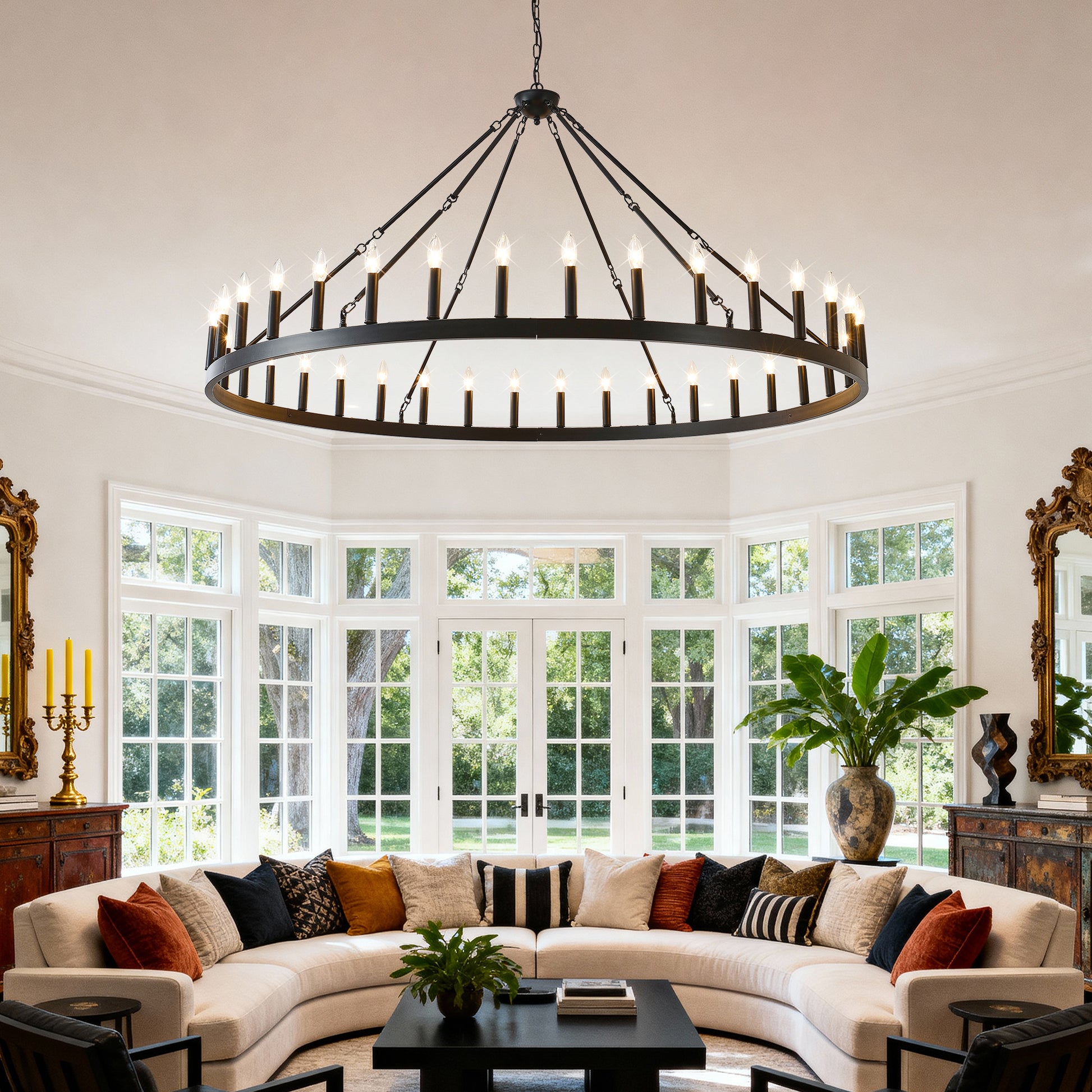 63.8" 36-Light Wagon Wheel Farmhouse Chandelier - view 8