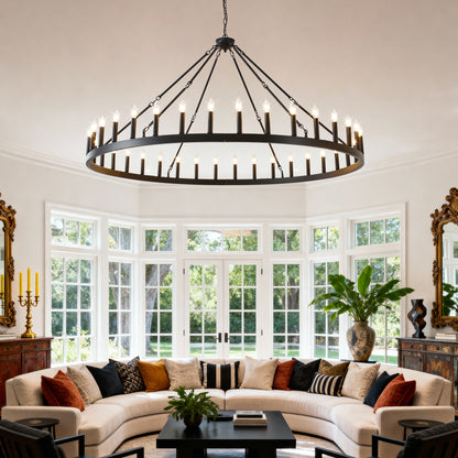63.8" 36-Light Wagon Wheel Farmhouse Chandelier - view 8