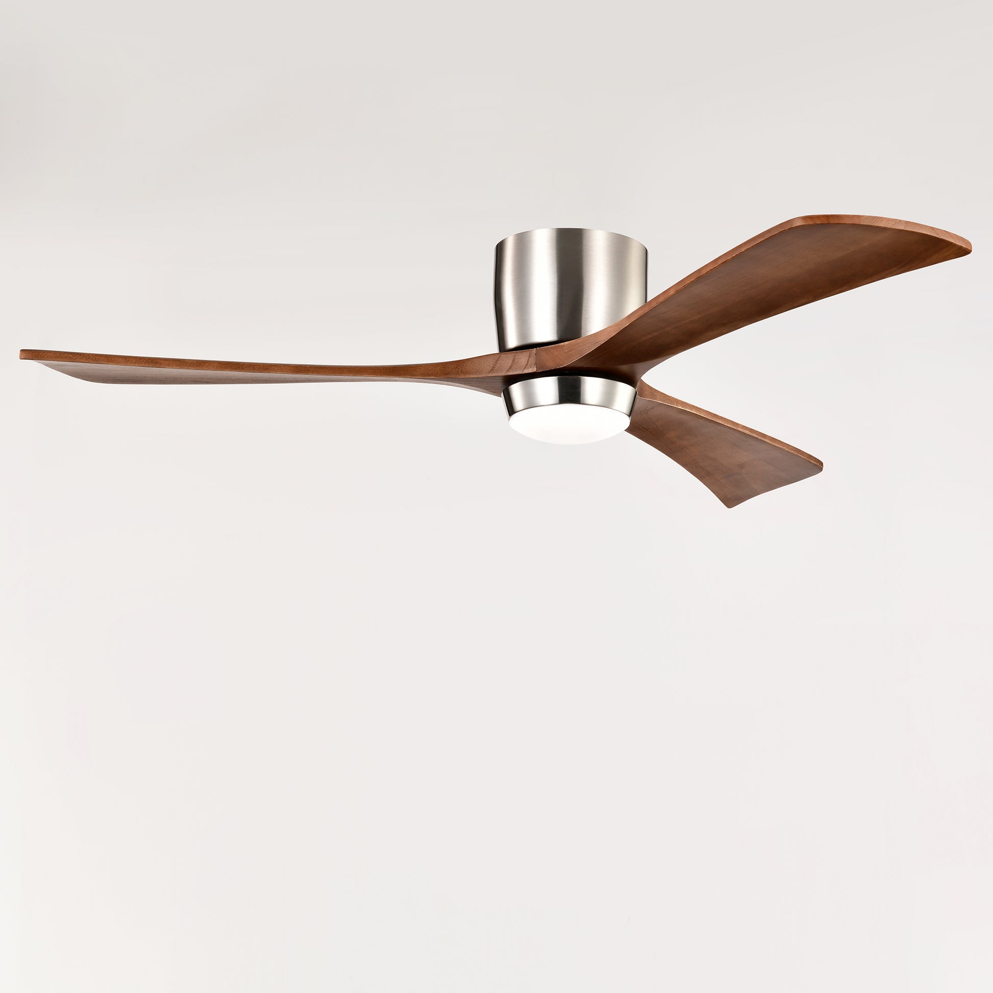 52" Nickel Flush Mount Wood Ceiling Fan with Remote - view 13