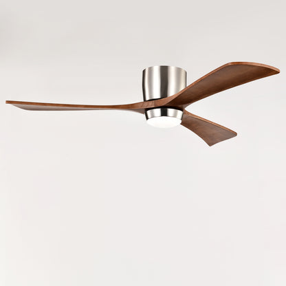 52" Nickel Flush Mount Wood Ceiling Fan with Remote - view 13