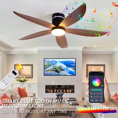 52" Matte Black 5-Blade Ceiling Fan with LED Light - view 5