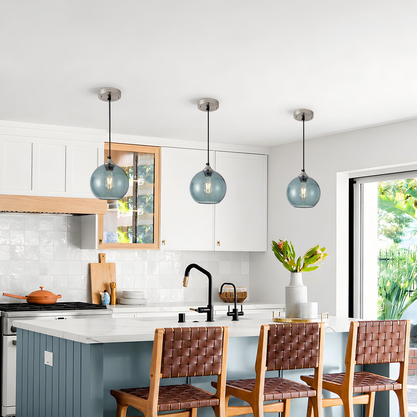 7.9" Light Green Glass Globe Pendant Light - view 3