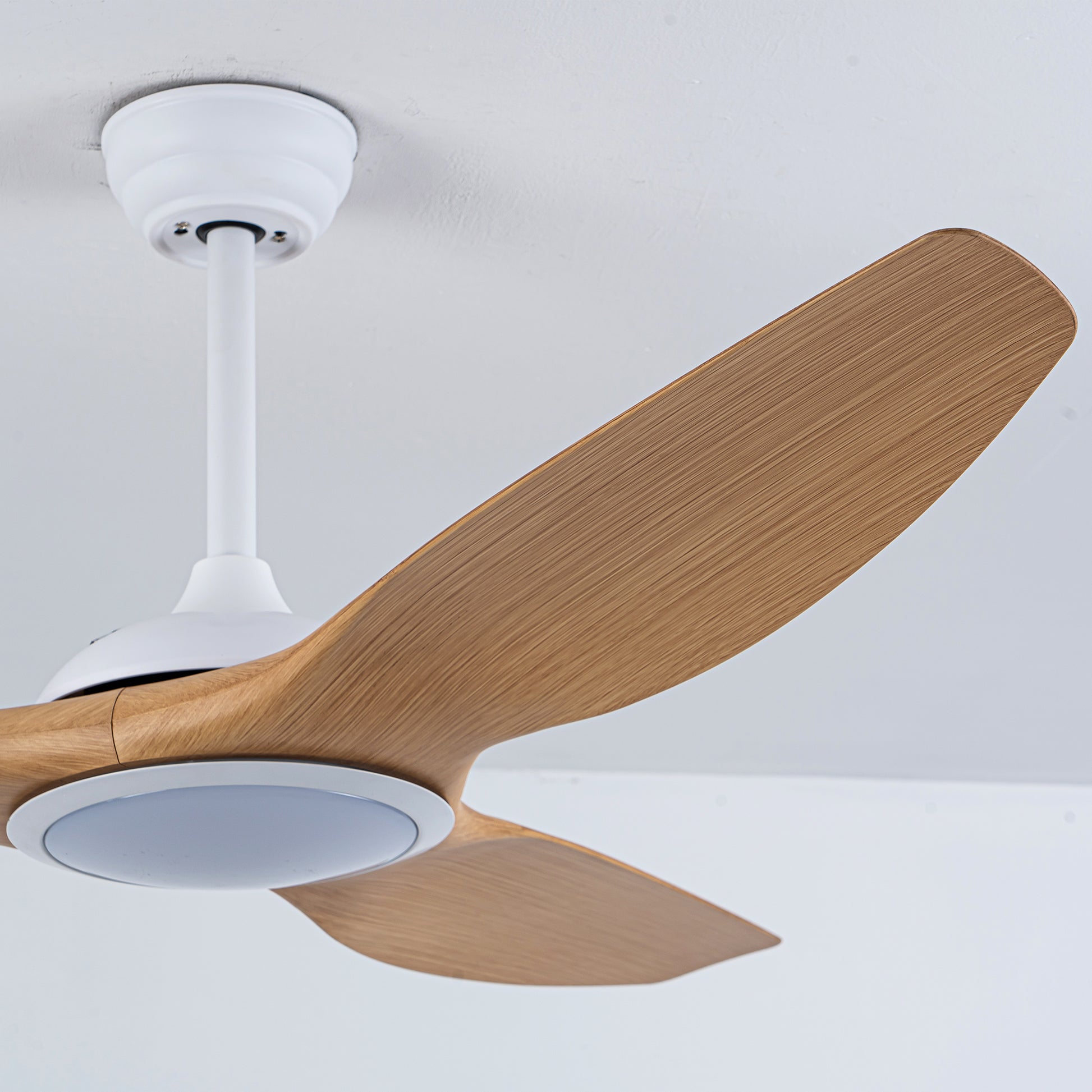 52" Matte White & Natural Wood Ceiling Fan with Remote - view 16