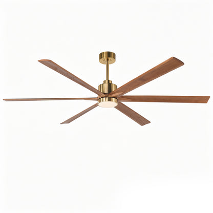 70" Gold & Walnut Solid Wood Ceiling Fan with Light - view 19