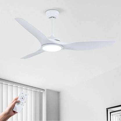 52" Matte White Ceiling Fan with LED Light & Remote - view 2