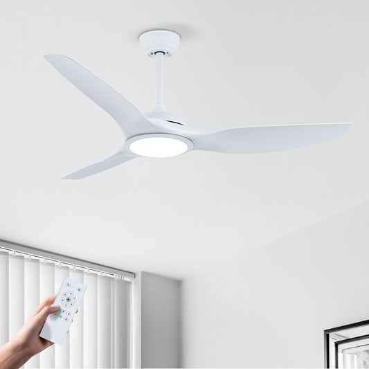 52" Matte White Ceiling Fan with LED Light & Remote - view 2