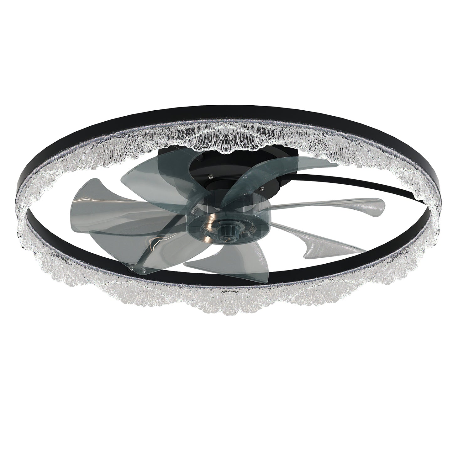 24" Black Acrylic Ring Ceiling Fan with Dimmable LED - view 9
