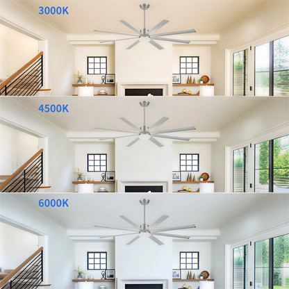72" Silver Industrial Aluminum Ceiling Fan with Remote - view 6