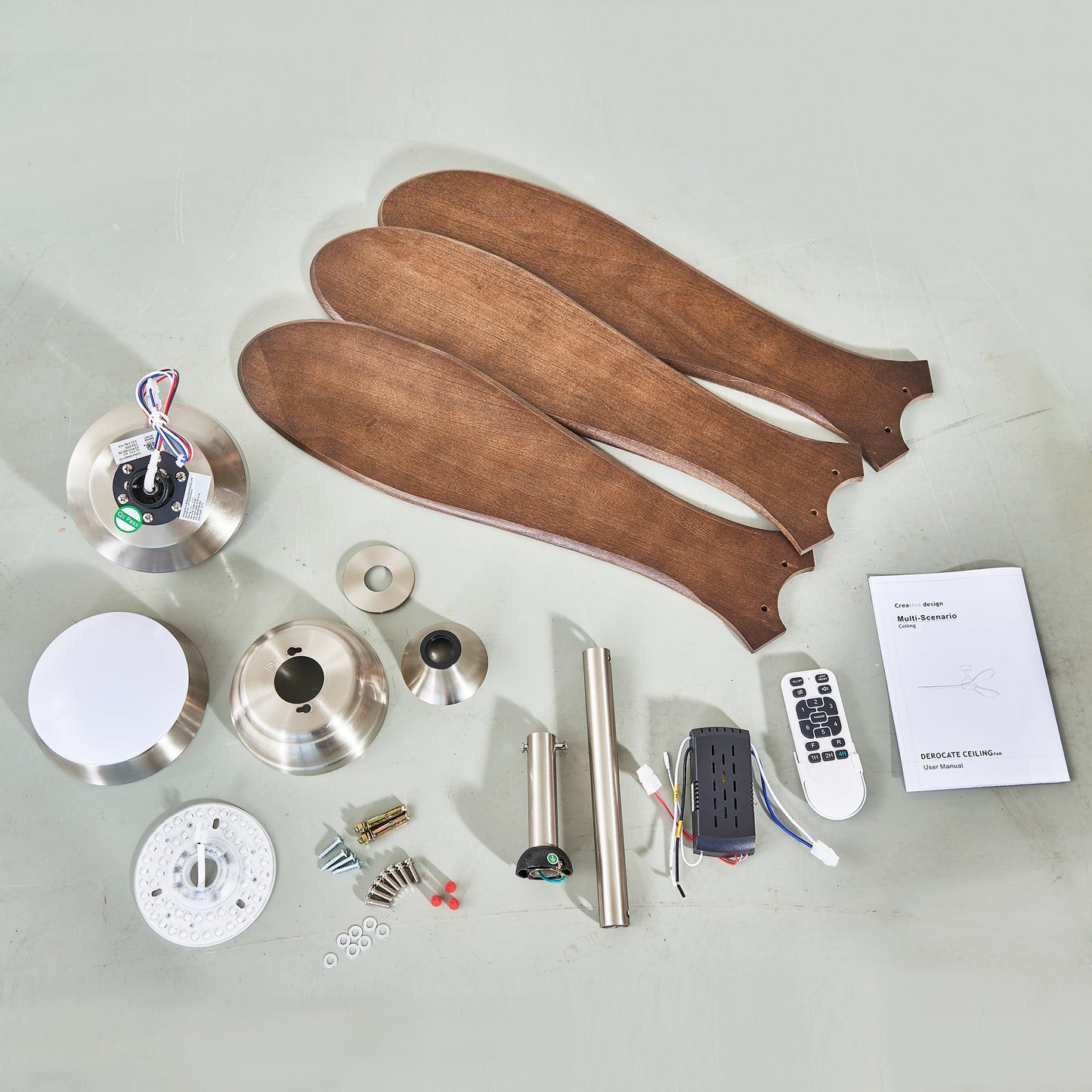52" Nickel Solid Wood Ceiling Fan with Remote - view 20