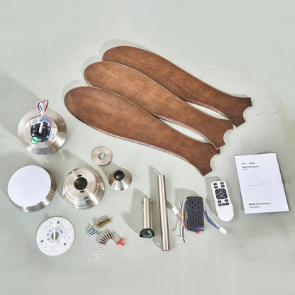 52" Nickel Solid Wood Ceiling Fan with Remote - view 20