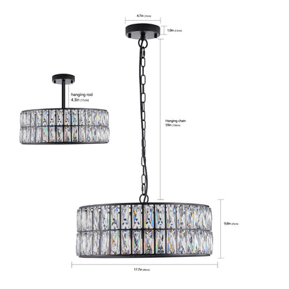 18" 6-Light Black Crystal Drum Chandelier - view 9