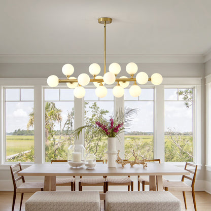 16-Light Gold Farmhouse Pendant Light with Opal Glass - view 4