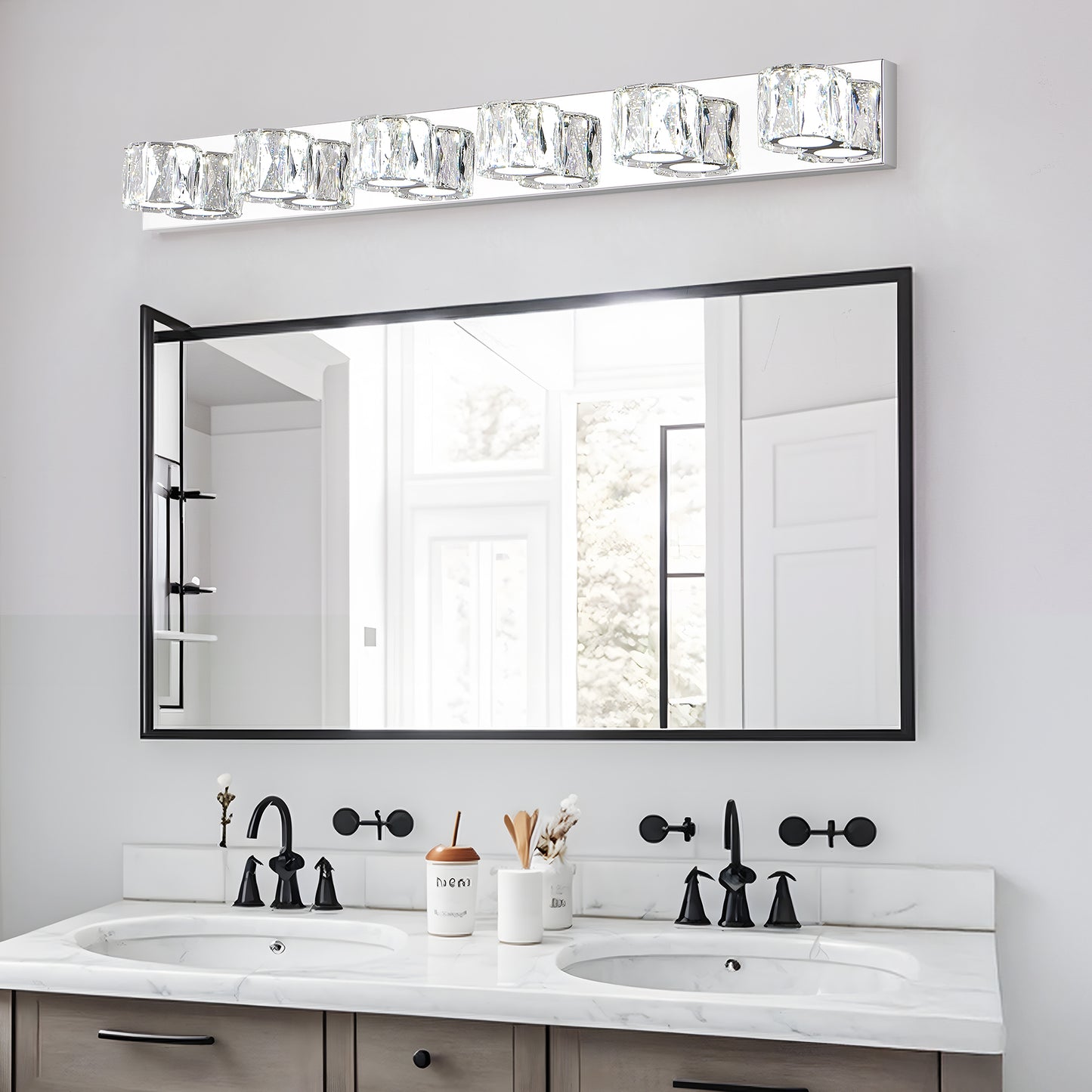 41" 6-Light Chrome Crystal Vanity Wall Light - view 2