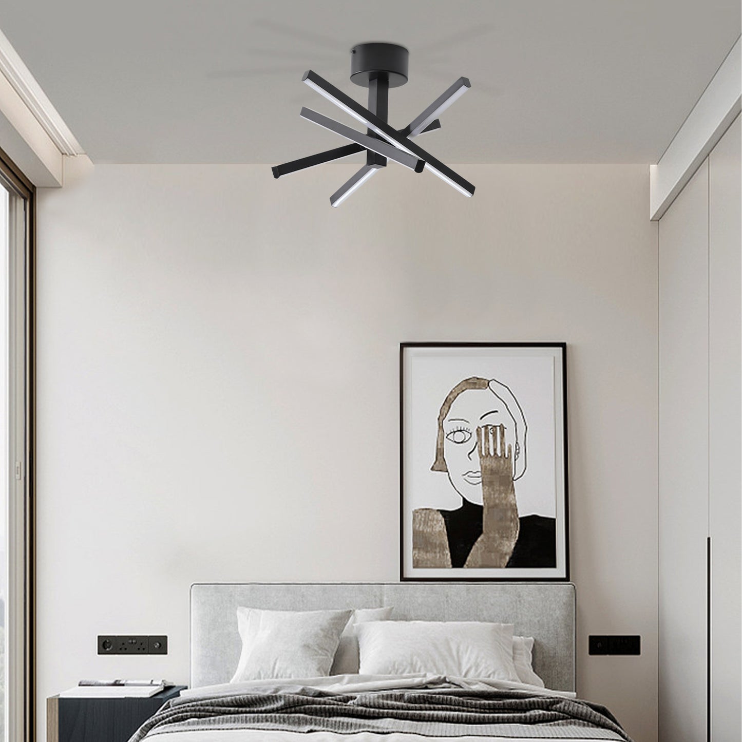 12" Black Starburst LED Flush Mount Ceiling Light - view 4