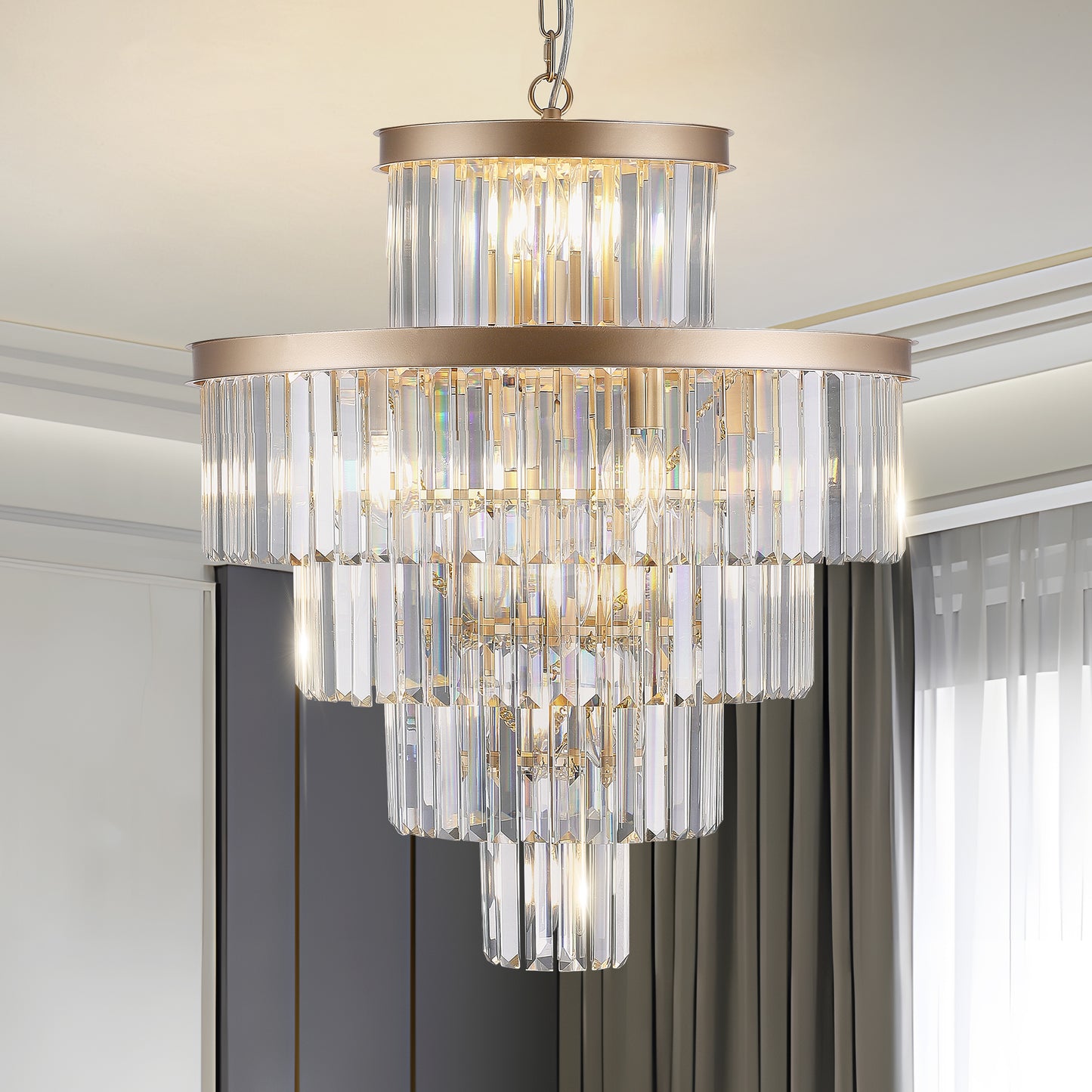 23.6" Gold Luxury Crystal Pendant Chandelier - view 6