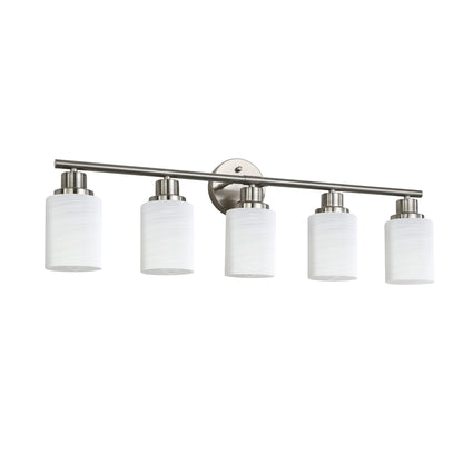 31" 5-Light Brushed Nickel Vanity Light with Frosted Glass - view 9