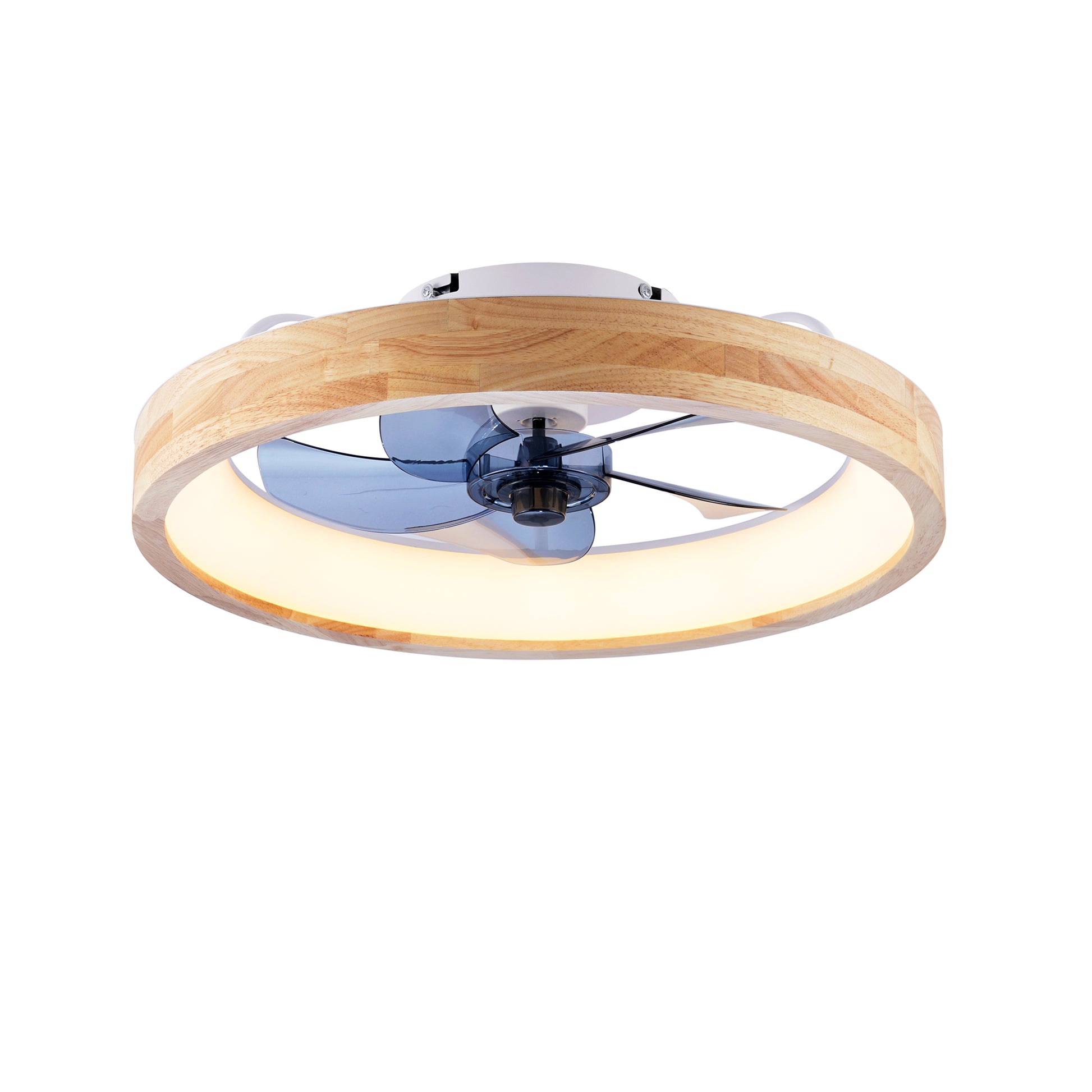 20" Wood & White Flush Mount Ceiling Fan with Dimmable LED - view 21