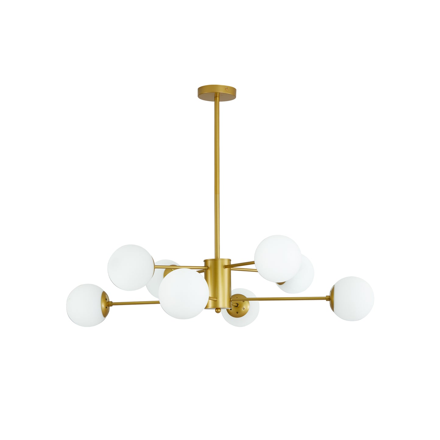 35" 8-Light Gold Mid-Century Chandelier with Glass Globes - view 10