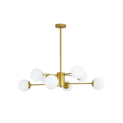 35" 8-Light Gold Mid-Century Chandelier with Glass Globes - view 10