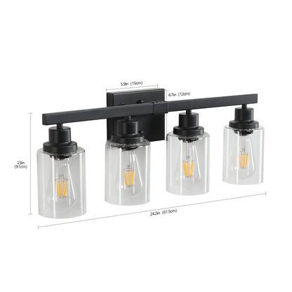 24" 4-Light Black Vanity Light with Clear Glass Shades - view 8