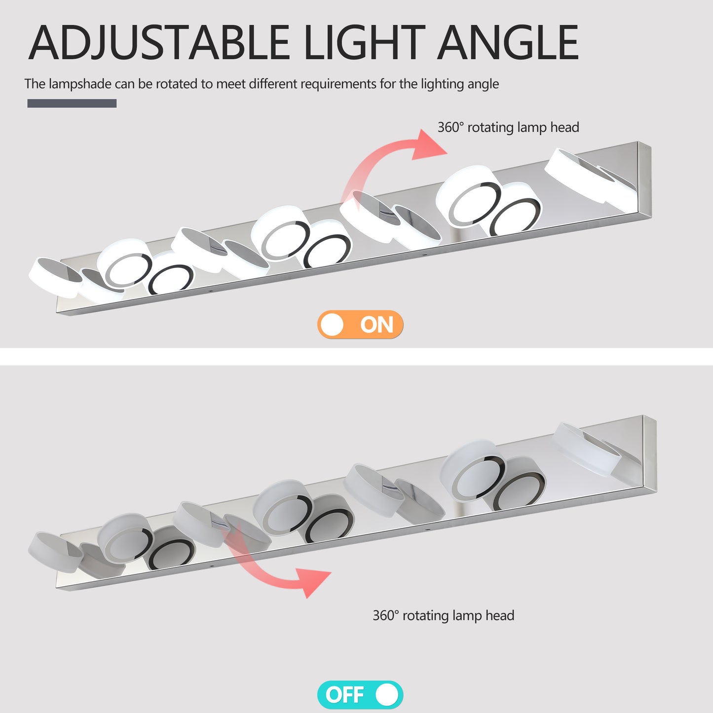 52" 7-Light Chrome Vanity Light with Dimmable LED - view 6