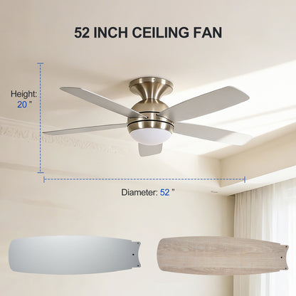 52" Satin Nickel Plywood Blade Ceiling Fan with Remote - view 6