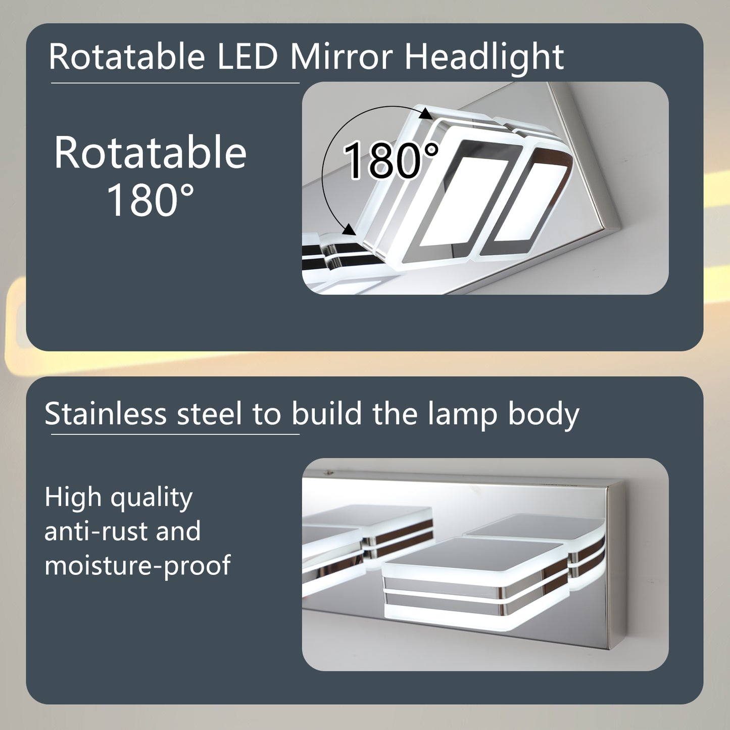 39" 6-Light Chrome LED Vanity Light with Acrylic Shades - view 3