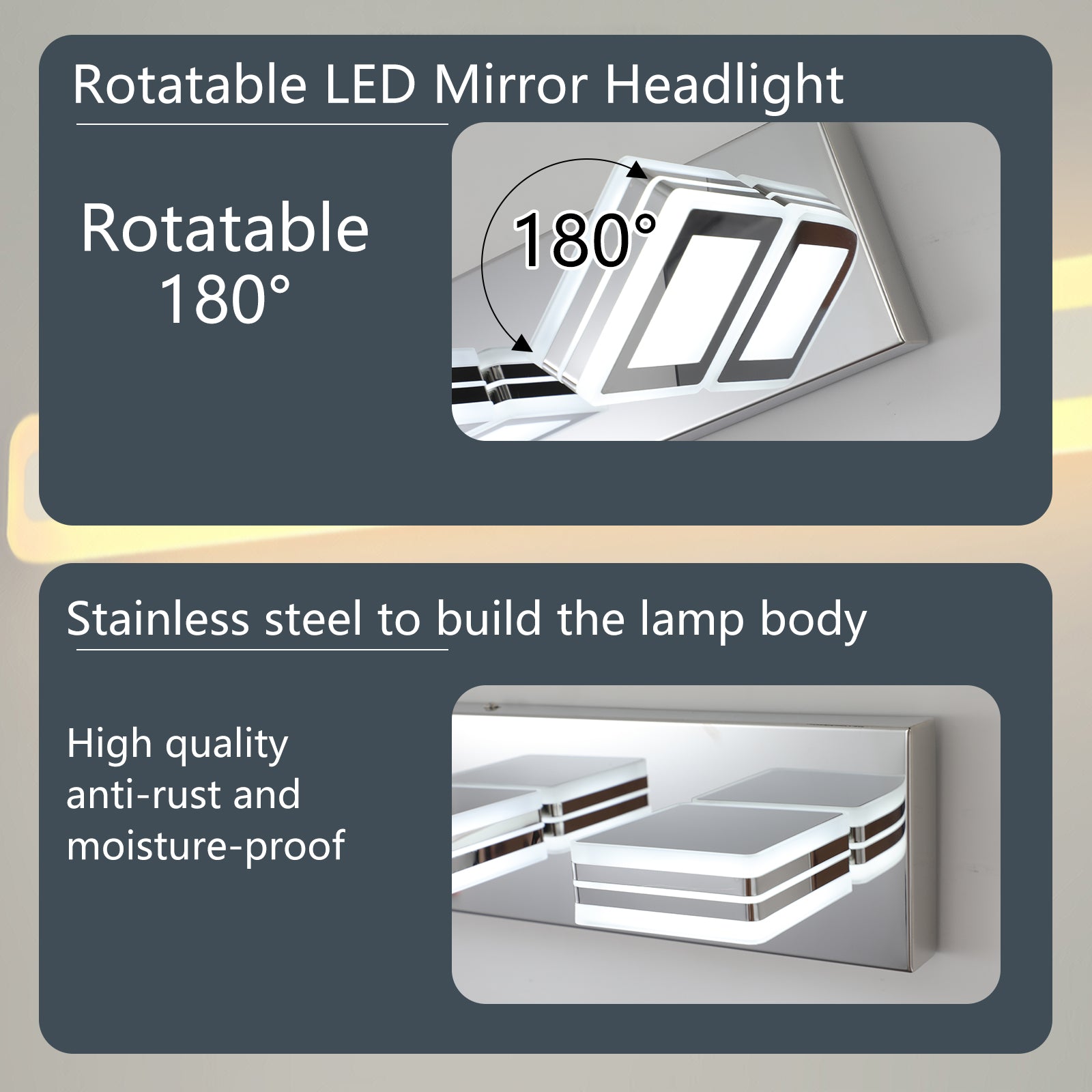 39" 6-Light Chrome LED Vanity Light with Acrylic Shades - view 3