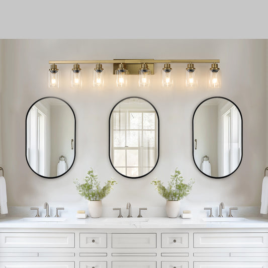 51" 8-Light Gold Vanity Light with Clear Glass